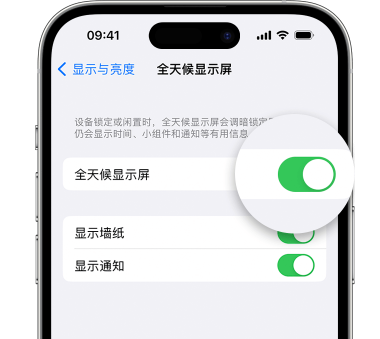 郊区苹果15预约维修分享iPhone15如何设置全天候显示屏幕可见 