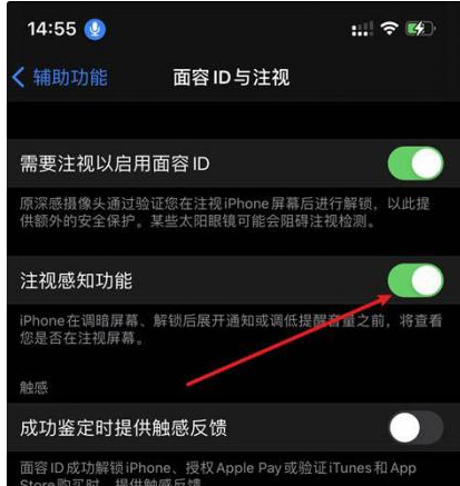 郊区苹果14维修网点分享iPhone14注视感知功能有什么用 